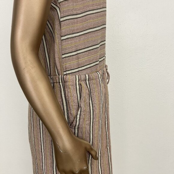 Prana Ecotropics Organic Cotton Copper Striped Dress Back Cut-Out Pockets Size M - Picture 6 of 12